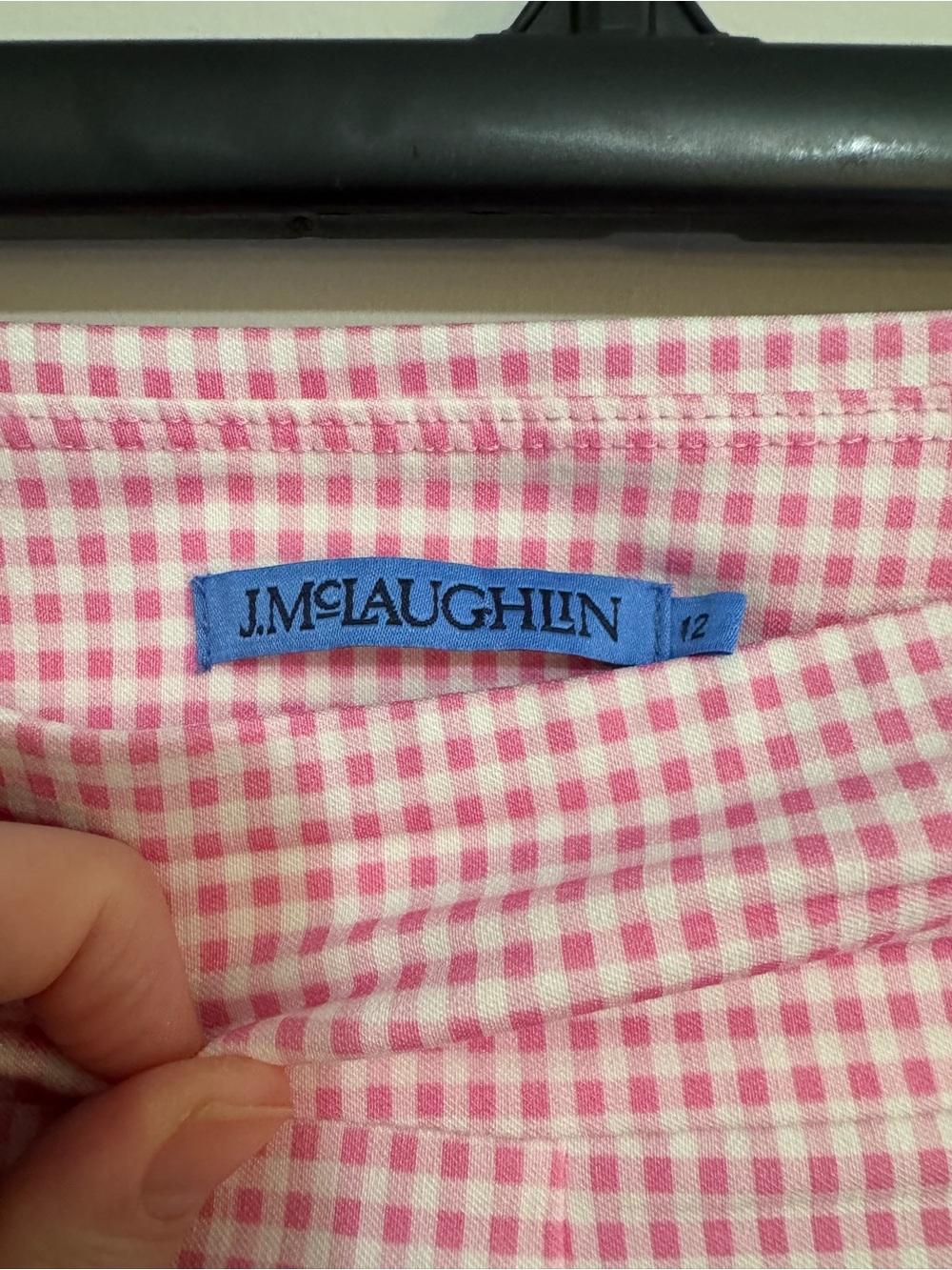 J. McLaughlin Pink and White Gingham Pull on Pants - Picture 3 of 6